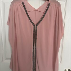 Elegant Pink V-Neck Women's Top